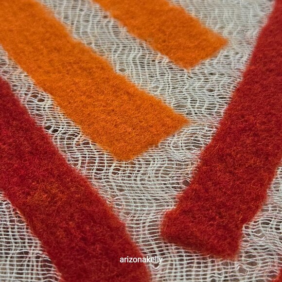 NWOT Zoe Woven Scarf with Vibrant Wool Stripes Red & Orange - Picture 10 of 16